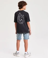 Levis Boys 8 20 On Fire Graphic Print T Shirt Unbasic 511 Slim Fit Denim Shorts