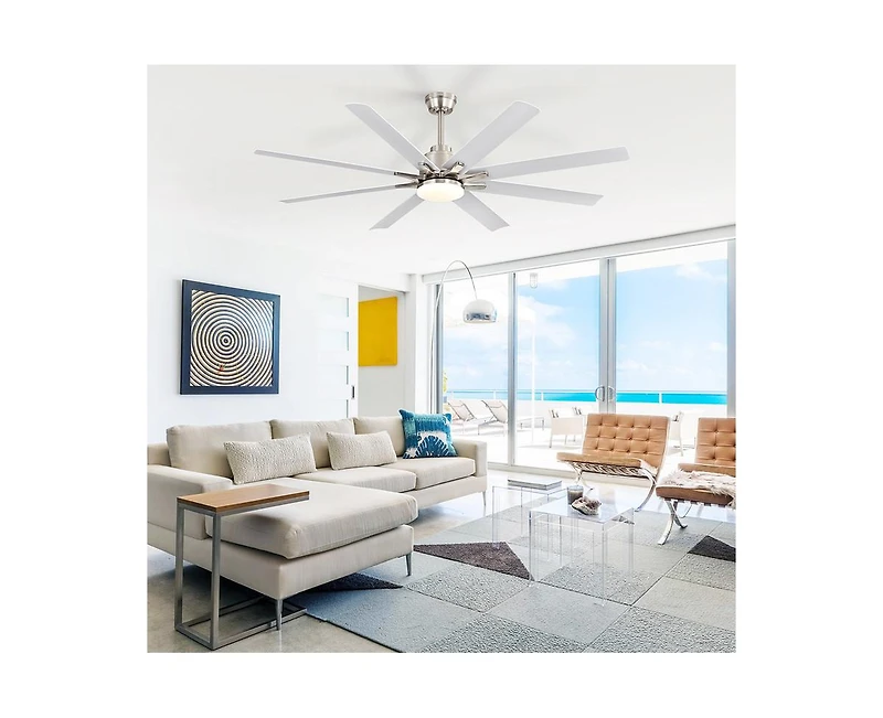 Sofucor 52-inch Modern Exquisite Sand Nickel 8-Blade Ceiling Fans with Adjustable Led Lights and Intelligent Remote Control.