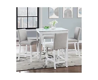sumyeg 5-Piece Counter Height Dining Set with Crystal Accent Square Wood Table and 4 Upholstered Chairs