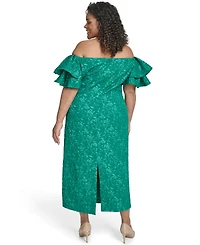 Eliza J Plus Off-The-Shoulder Short-Sleeve Gown
