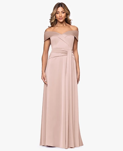 Xscape Women's Off-The-Shoulder Long Party Dress
