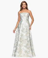 Xscape Women's Long Strapless Brocade Dress