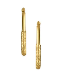 Macy's Polished and Diamond Cut Lock Hoop Earrings in 10k Yellow Gold