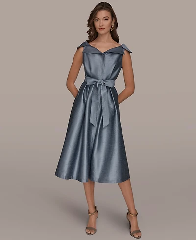 Donna Karan New York Women's V-Neck Belted Midi Dress