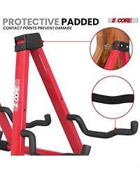 5 Core Double Guitar Stand Floor Adjustable A Frame Folding Acoustic Electric Guitars Holder Stands Gss 2N1 Red