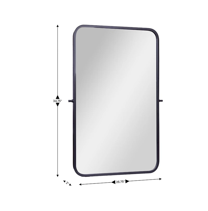 Emma+Oliver Mason Pivot Wall Mirror with Slim Frame and Silver Backed Glass for Clarity Bathrooms