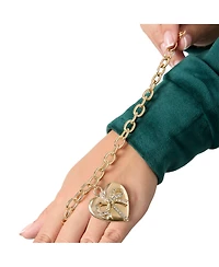 Juicy Couture Heart Bow Drop Bracelet, Gold Tone Pave