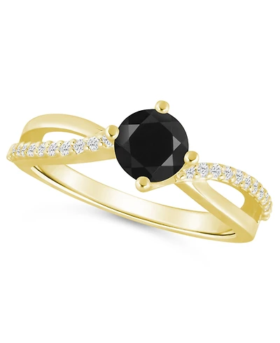 Macy's Onyx and White Diamond (1/6 ct. t.w.) Ring 10k Gold