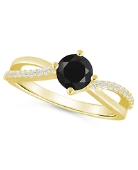 Macy's Onyx and White Diamond (1/6 ct. t.w.) Ring 10k Gold