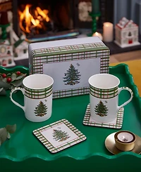 Spode Christmas Tree Annual 5-Piece Mug & Tin Coaster Set