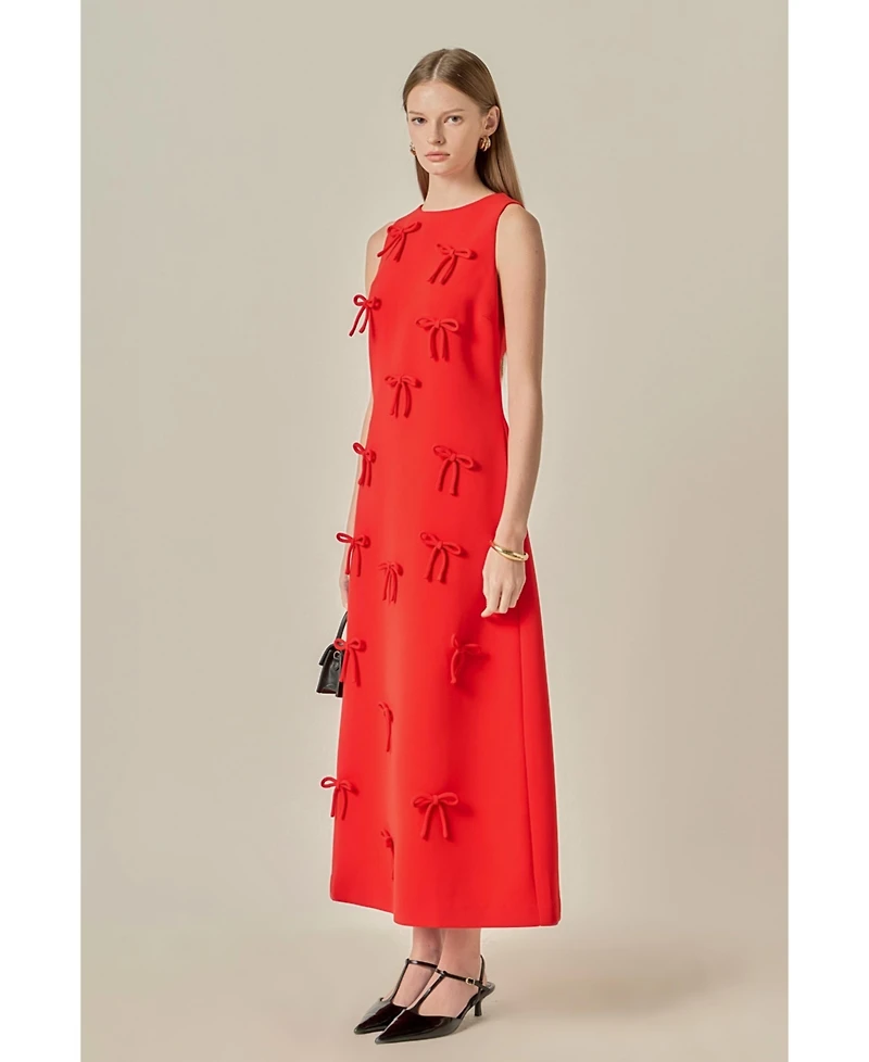 English Factory Women's Bow Detailed Sleeveless Midi Dress