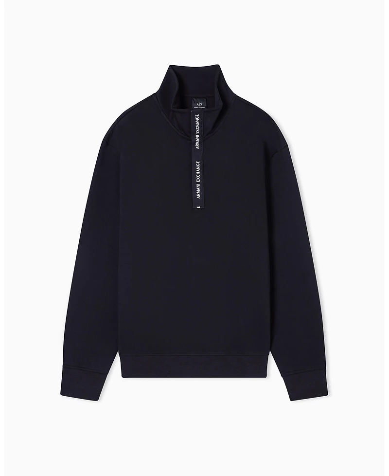 A|X Armani Exchange Men's Grosgrain Logo Fleece Quarter Zip Sweatshirt