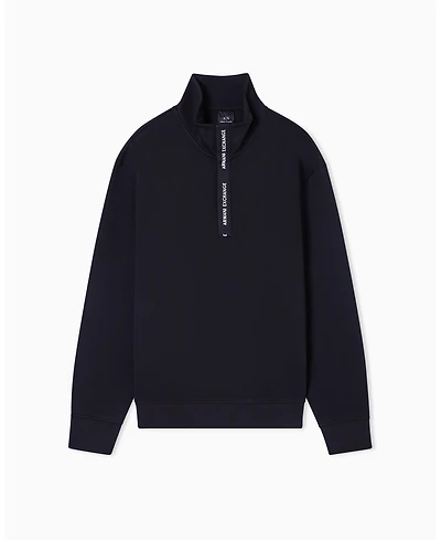 A|X Armani Exchange Men's Grosgrain Logo Fleece Quarter Zip Sweatshirt