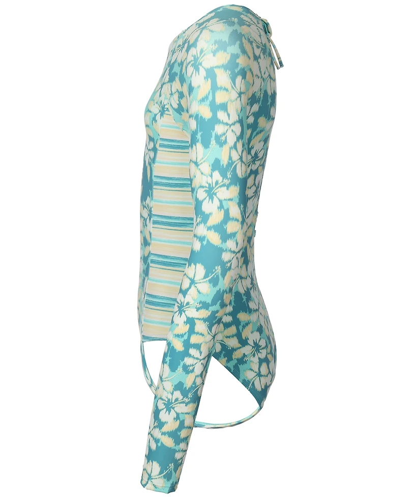 Roxy Girls' 7-16 Hibiscus Mirage Long-Sleeve One-Piece Swimsuit