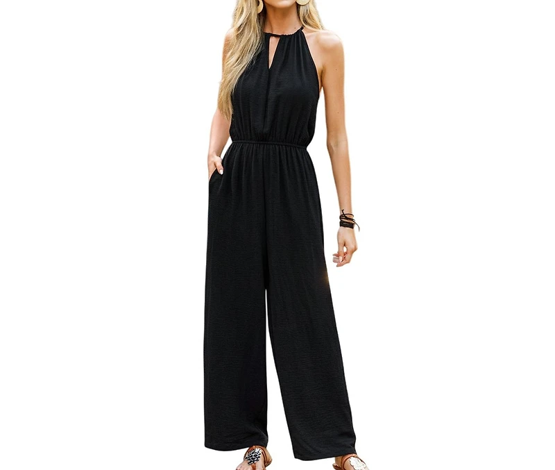 Cupshe Women's Chic Halter Neck Wide Leg Jumpsuit