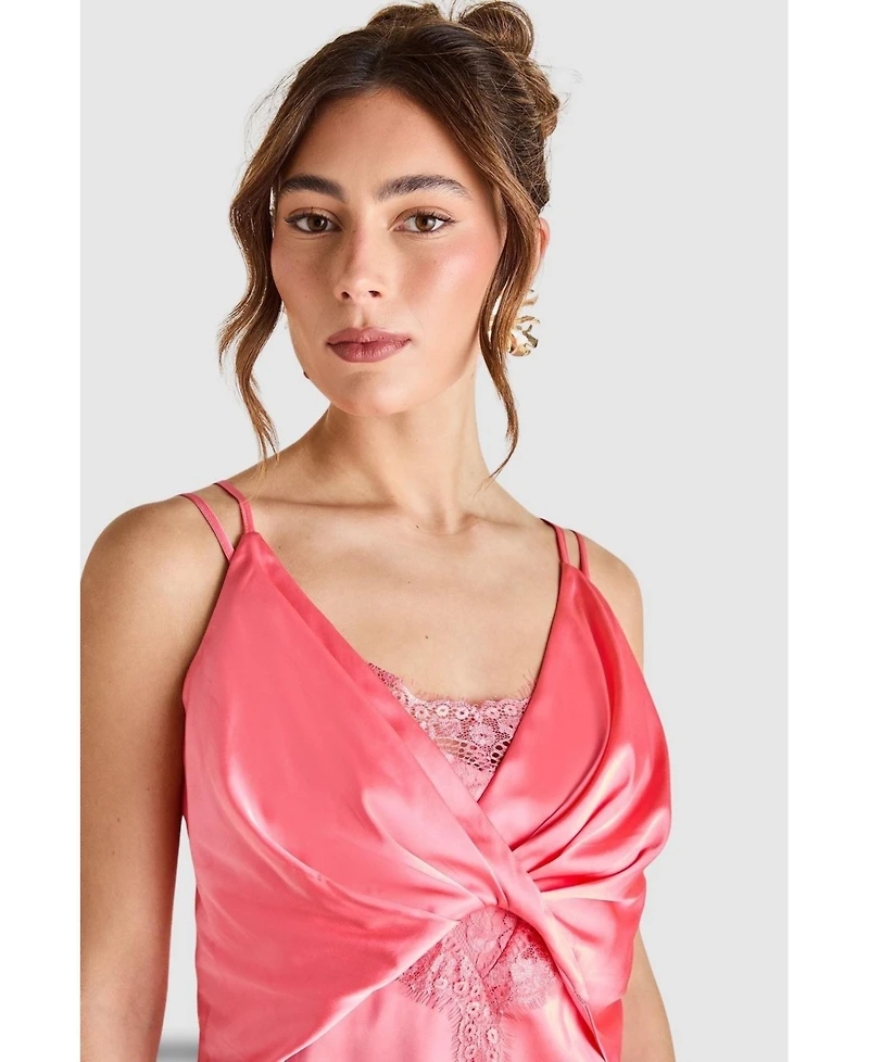 Coast Women's Lace Insert Satin Fitted Dress