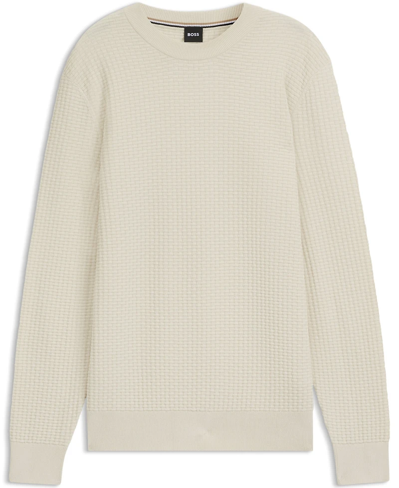 Boss by Hugo Men's Knitted Structure Cotton Sweater