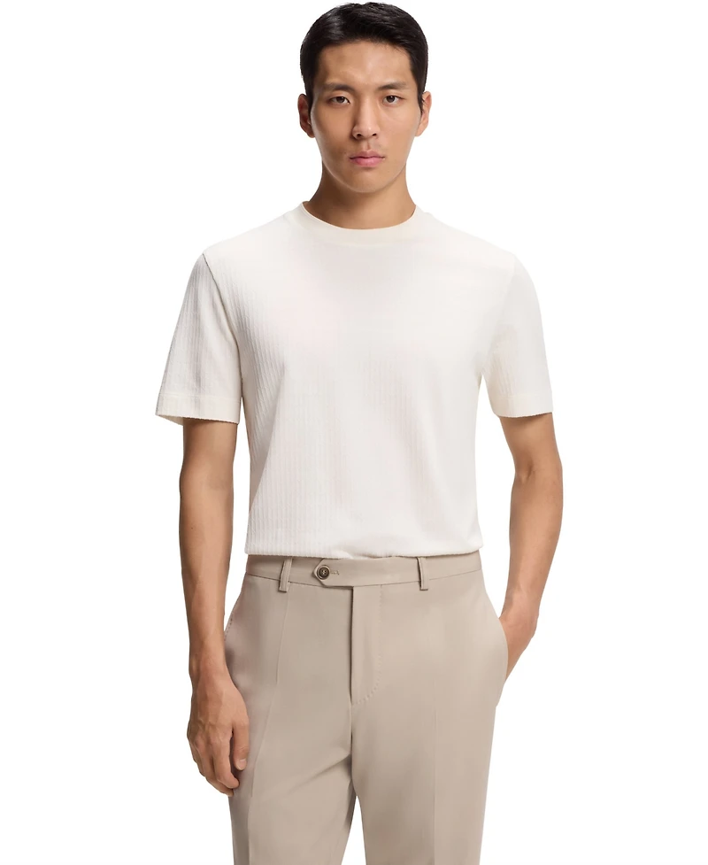 Boss by Hugo Men's Cotton-Silk Geometric Jacquard T-Shirt