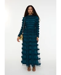 Maryisa Women's Modest Ruffle Dress Maxi With Flowey bottom