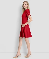 Dkny Women's Short Sleeve Fit and Flare Dress