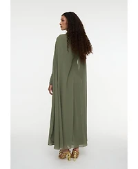 Maryisa Women's Maxi With Cape Style and Bow Modest Chiffon Dress