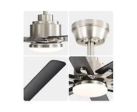52-inch Modern Exquisite Sand Nickel 8-Blade Ceiling Fans with Adjustable Led Lights and Intelligent Remote Control