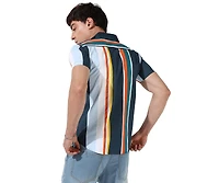 Campus Sutra Men's Striped Button Up Cotton Shirt