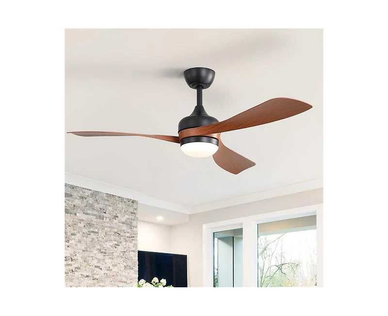 Sofucor 52-inch Modern Black Ceiling Fan with Led Light and Remote Control Dc Motor
