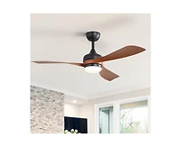 Sofucor 52-inch Modern Black Ceiling Fan with Led Light and Remote Control Dc Motor