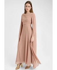 Maryisa Women's Modest Chiffon Dress Maxi With Wrap Style Top