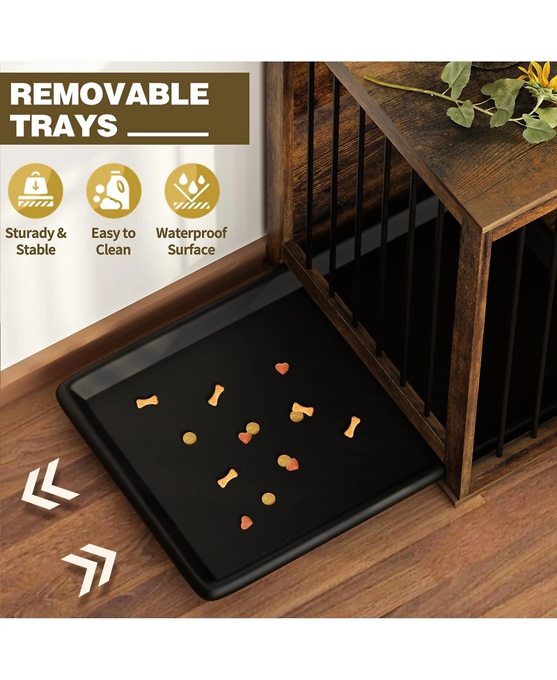 Homsee Dog Crate Furniture with Trays and Divider for Large Medium Dog