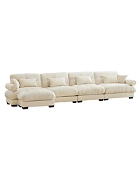 Streamdale Furniture Streamdale L-Shaped Cloud Sofa, Convertible 4-Seater Modular Couch, Modern Velvet Cream