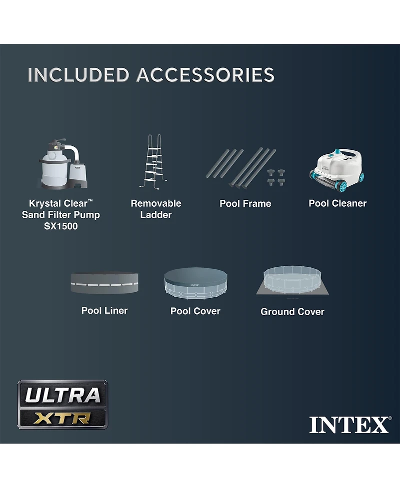 Intex Ultra Xtr 16ft x 48in Round Above Ground Pool Set w/ Pump & Robot Vacuum