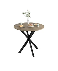 Casainc 31.5 Inch Round Dining Table with Black Metal Legs