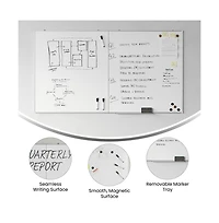Emma+Oliver Xander Dry Erase Board for Wall with Aluminum Whiteboard Frame and Removable Marker Tray, 3 Markers, 1 Eraser, 6 Magnets Included
