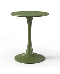 WestinTrends 3-Piece Round Metal Bistro Dining Table Set And Stackable Resin Patio Side Chairs