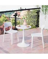 WestinTrends 3-Piece Round Metal Bistro Dining Table Set And Stackable Resin Patio Dining Side Chairs