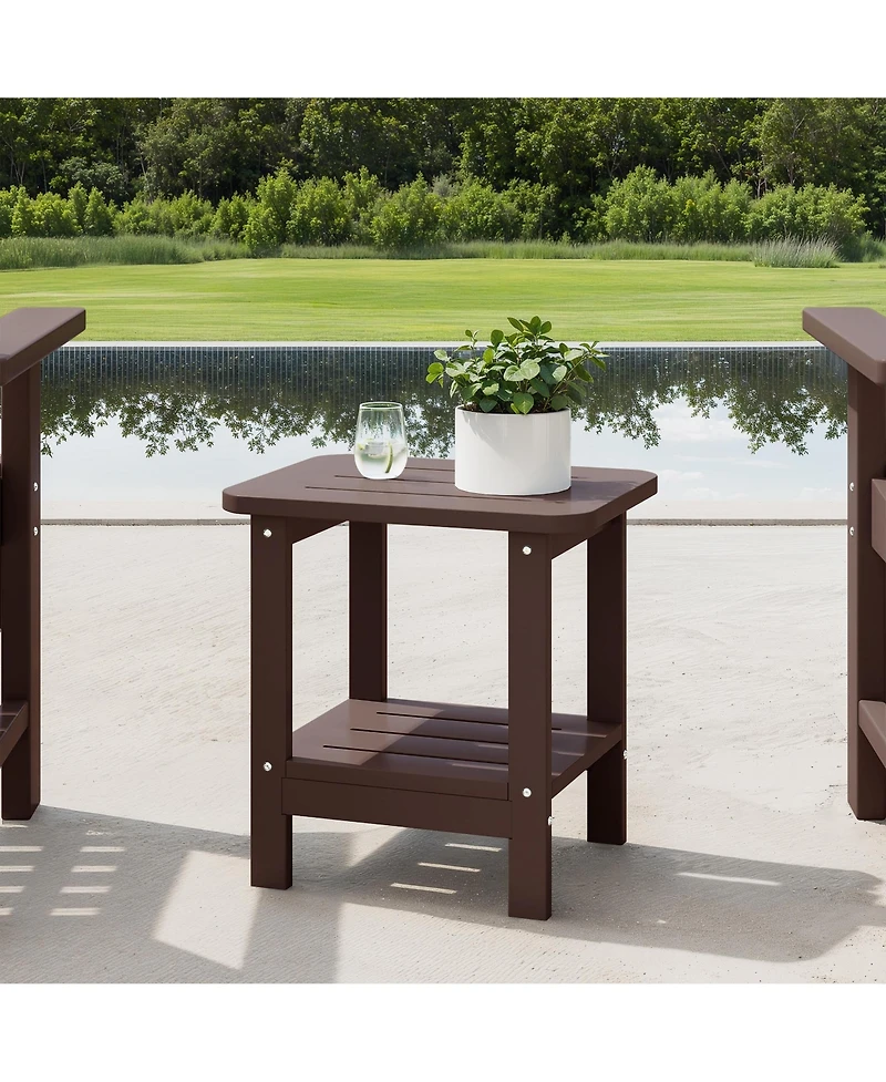 WestinTrends 2-Tier Outdoor Hdpe Modern Adirondack Square Patio Side Table