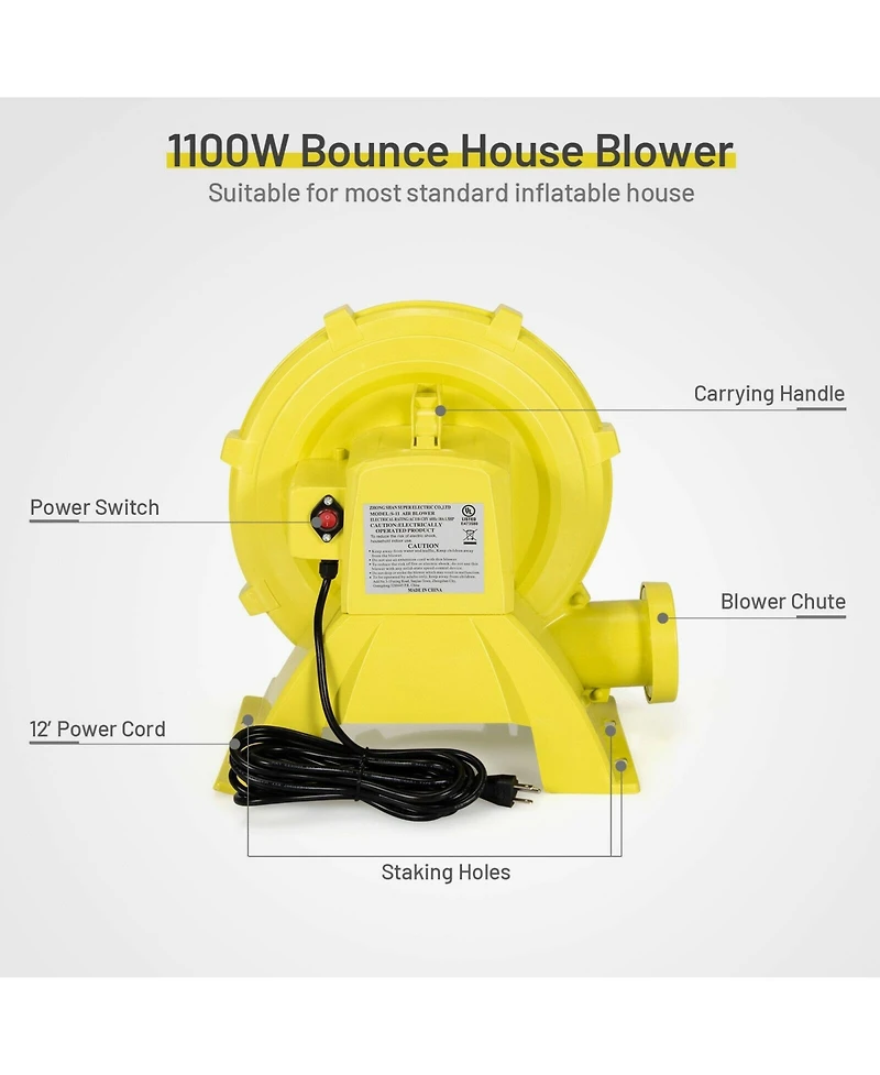 Sugift 1100W Air Blower Inflatable Blower for Inflatable Bounce House
