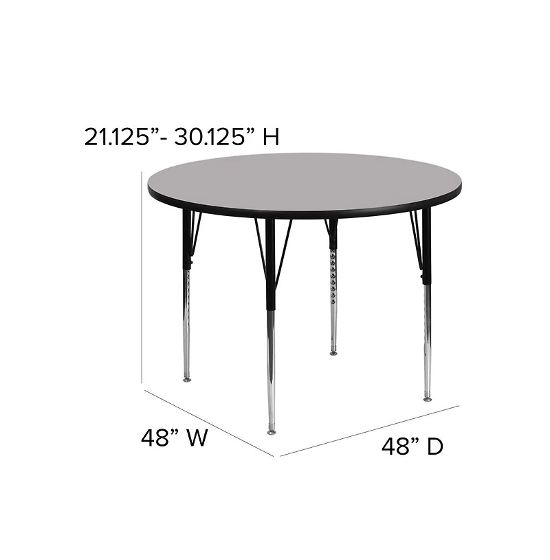 Emma+Oliver 48" Round Laminate Adjustable Activity Table