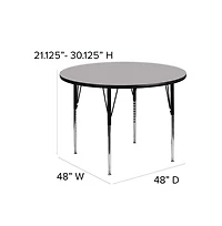 Emma+Oliver 48" Round Laminate Adjustable Activity Table
