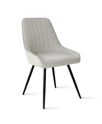 Maison Boucle 5-Piece Round Dining Table Set for 4, Black Mdf Top with Upholstered Fabric Chairs, Kitchen Small Spaces