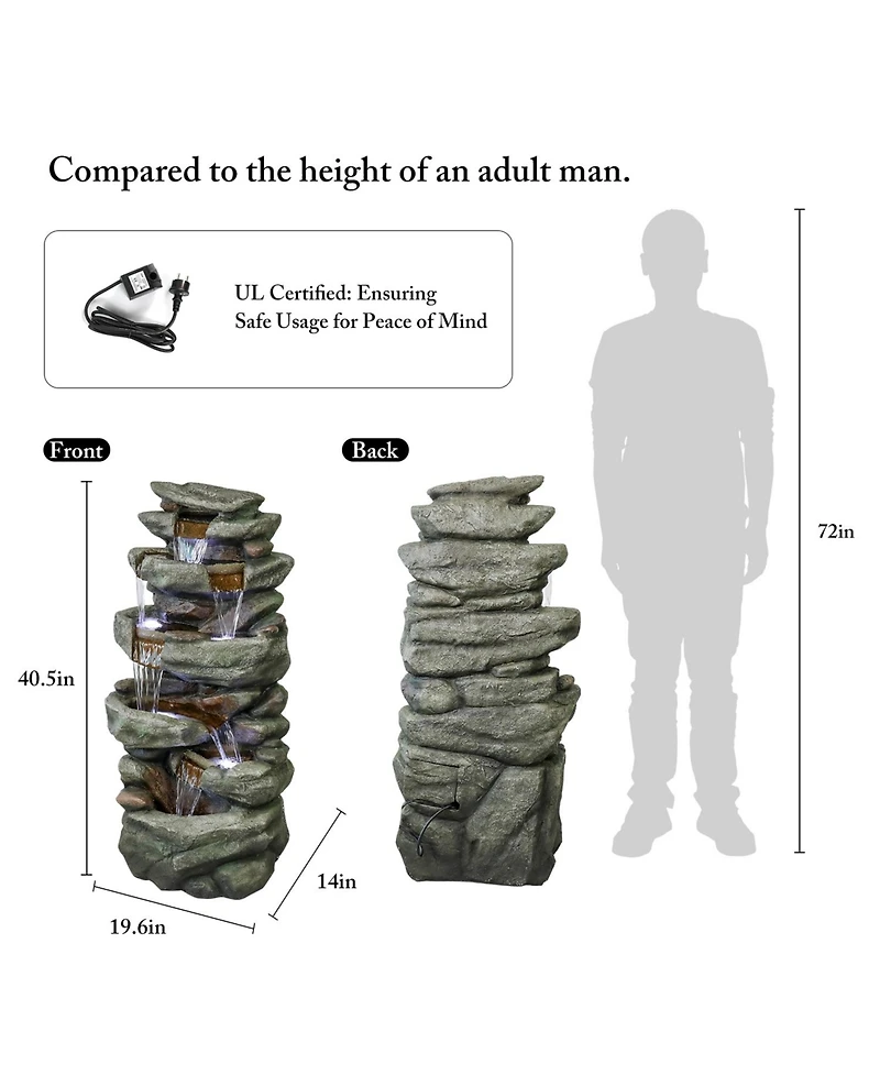 SunJet 40.5” High Rocks Outdoor Water Fountain