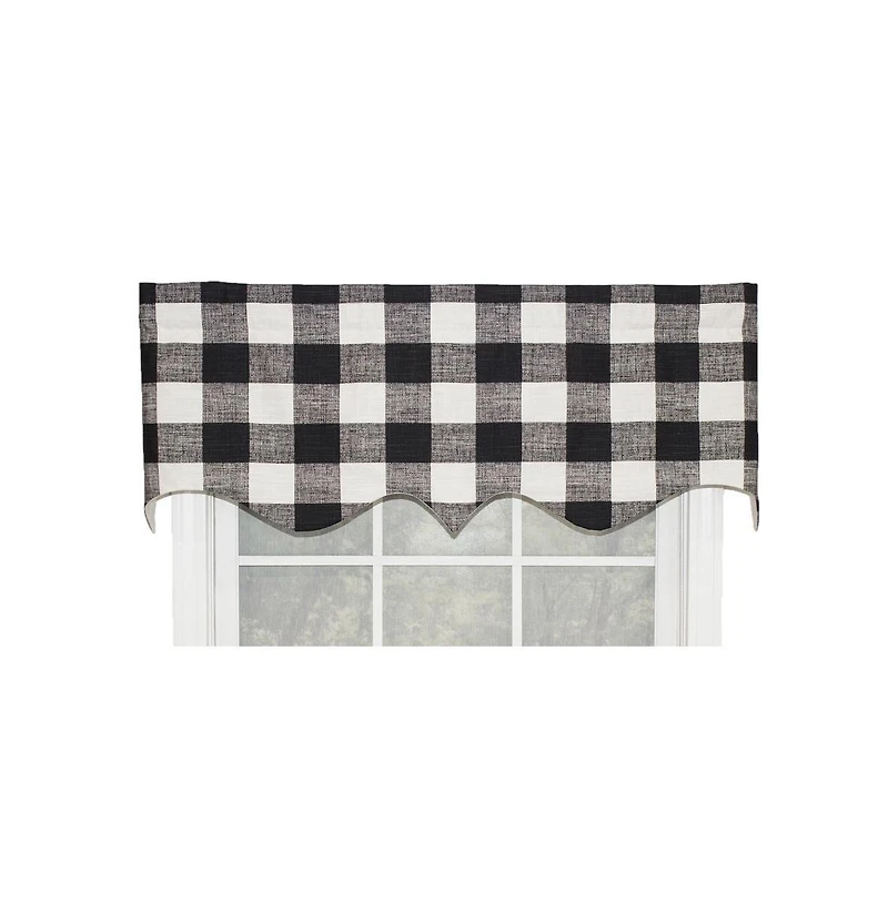 Rlf Home Grande Check Regal Style 3" Rod Pocket Valance 50" x 17" Black