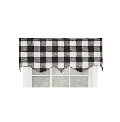 Rlf Home Grande Check Regal Style 3" Rod Pocket Valance 50" x 17" Black