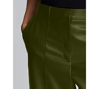 Kenneth Cole Women's Faux Leather High Rise Pintuck Culotte