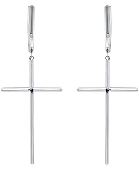 Macy's White Diamond (3/8 ct. t.w.) and Sapphire (0.01 ct. t.w.) Earrings in 10k White Gold