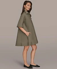 Donna Karan Weekend Women's Elbow-Sleeve Hidden Placket Dress