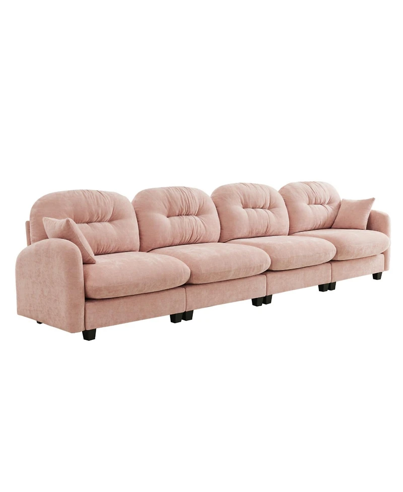 Streamdale Furniture Streamdale Four-Seater Modular Chenille Sectional Couch with Pillows, Pink