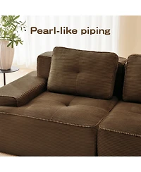 Streamdale Furniture Modern U-Shaped Corduroy Sectional Sofa with Movable Ottoman